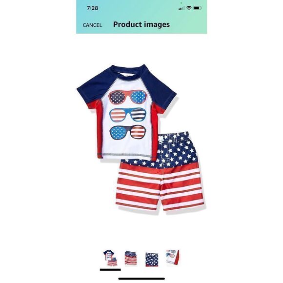 FREESTYLE Revolution 12M Boys' Stars and Stripe RashGuard Top and Shorts Set - Picture 5 of 8